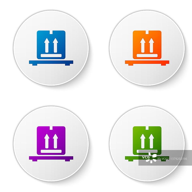 托盘上的彩色纸板箱图标图片素材