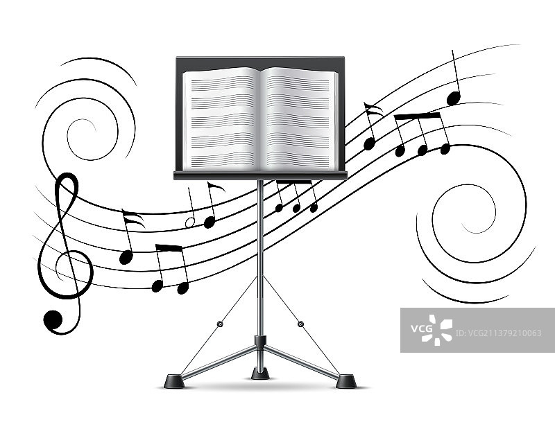 音乐符号高音谱号在五线谱上流动图片素材
