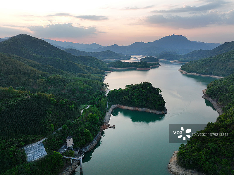 广东省惠州市龙门县天堂山水库天堂湖航拍图片素材