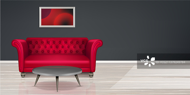 红色沙发现代住宅室内设计图片素材