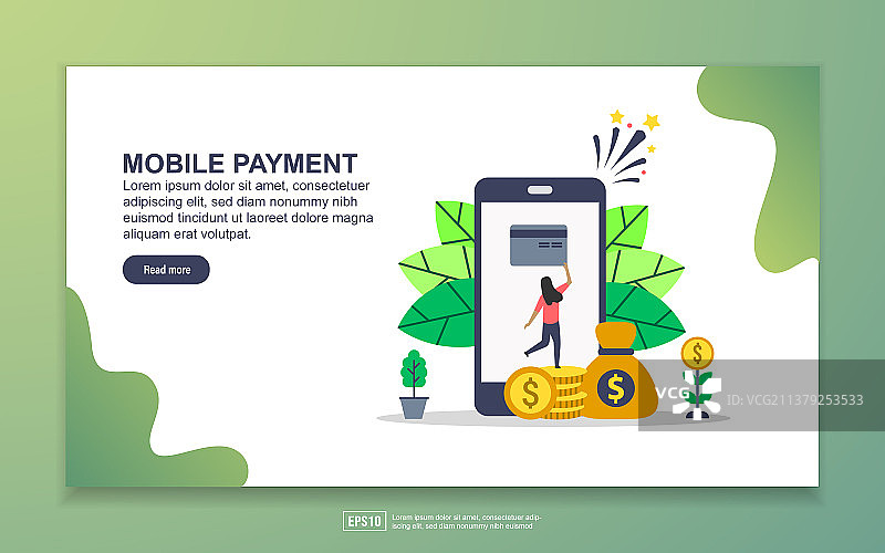 移动支付现代着陆页模板图片素材