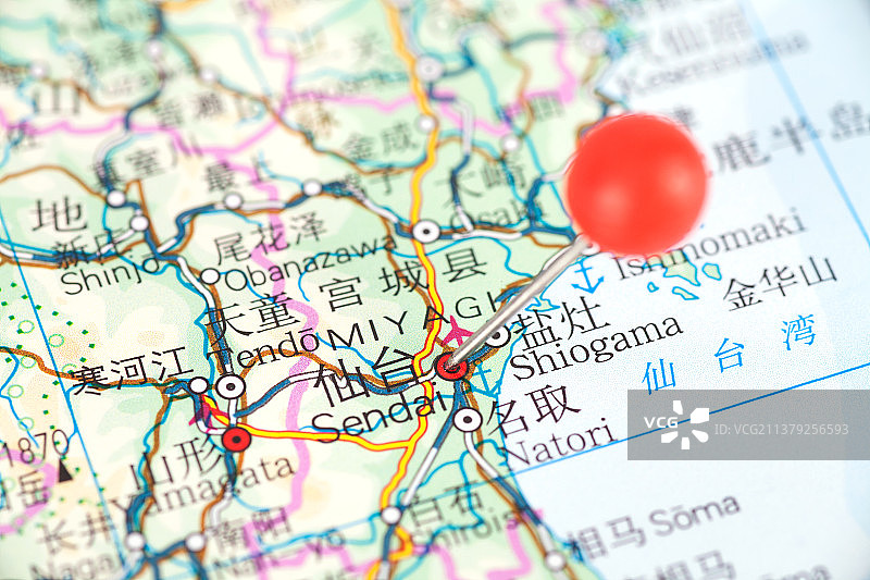 日本城市仙台在地图上的位置图片素材