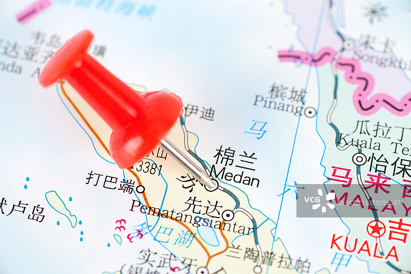 地图上被标注的印尼城市棉兰图片素材
