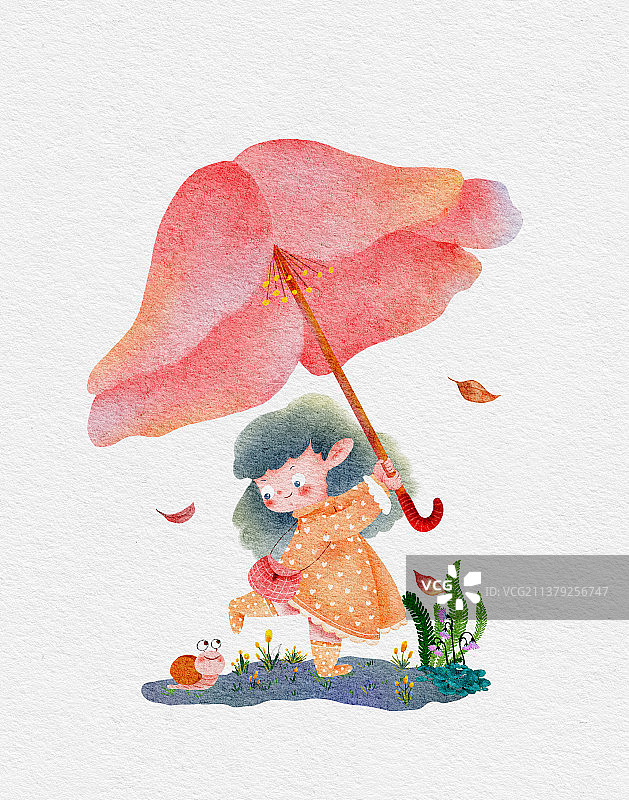 撑着花伞的女孩图片素材