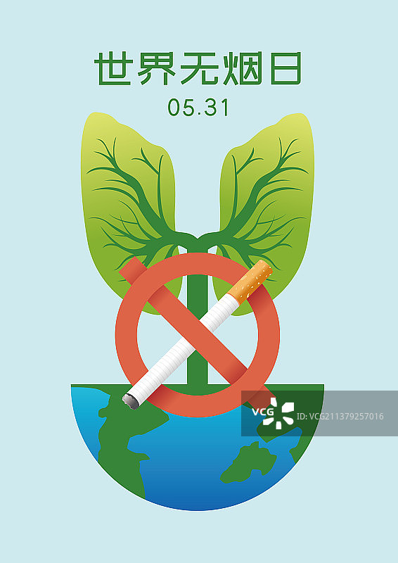 世界无烟日保护肺健康矢量海报图片素材
