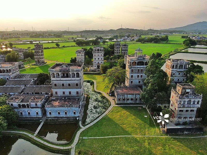 广东开平碉楼建筑风光图片素材