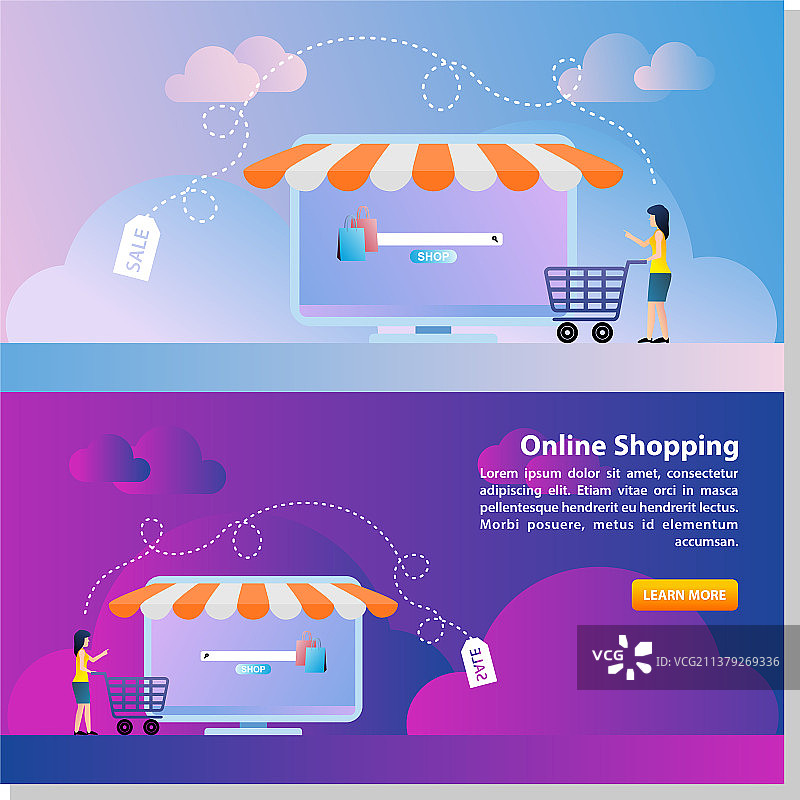 在线购物着陆页模板图片素材