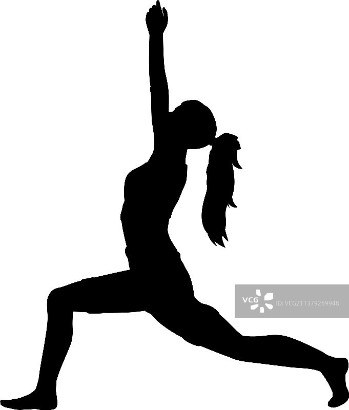 做瑜伽姿势锻炼身体柔韧性的女孩轮廓图片素材