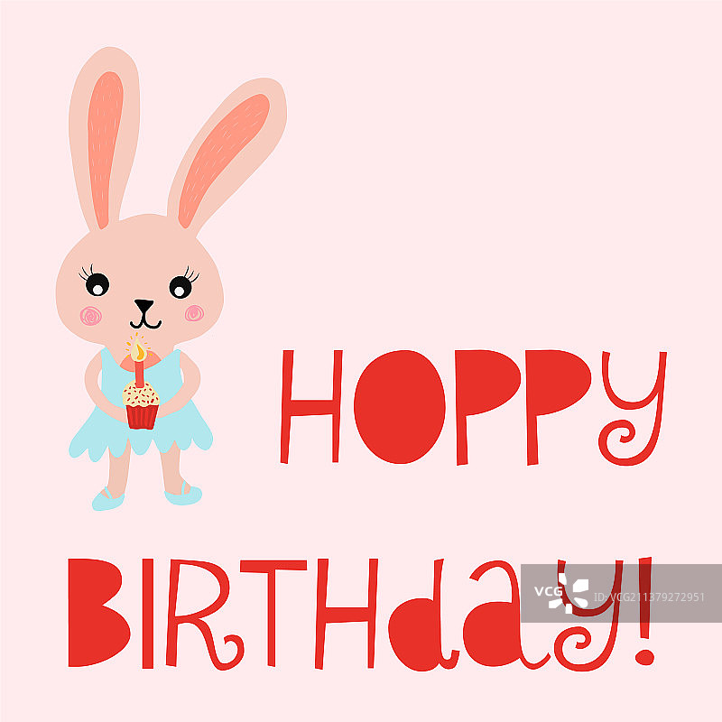 可爱兔子生日快乐卡片图片素材