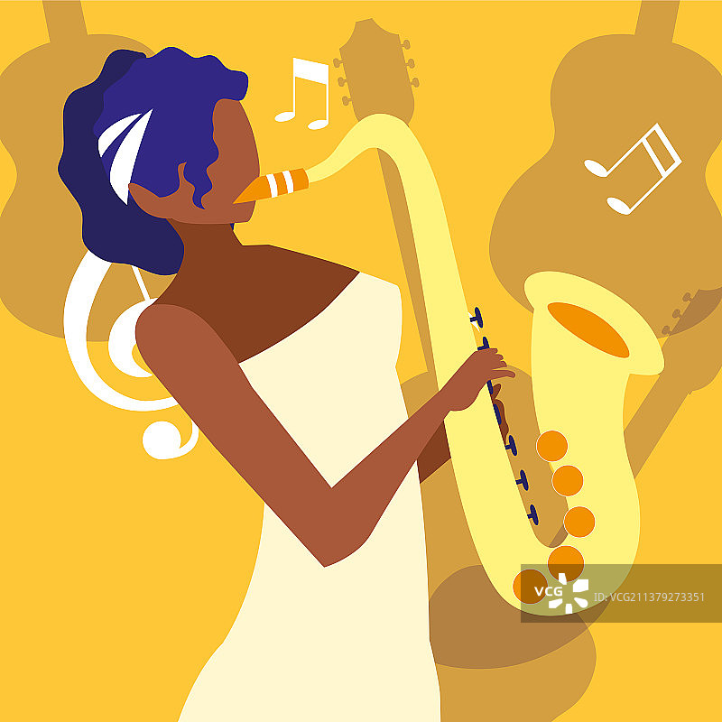演奏萨克斯的音乐家女人图片素材