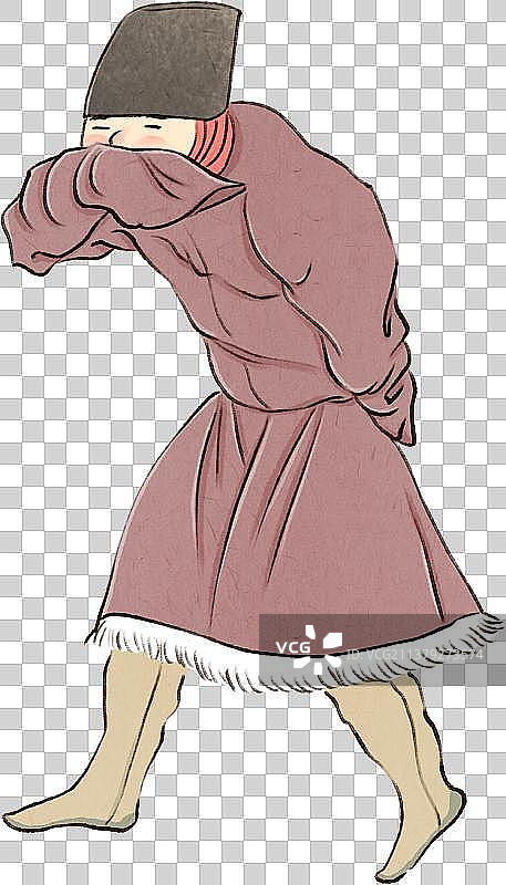 掩面的古装打扮的穿着皮袄的人图片素材