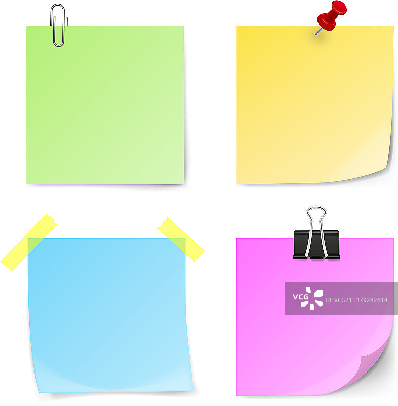 绿黄蓝紫便利贴套装图片素材