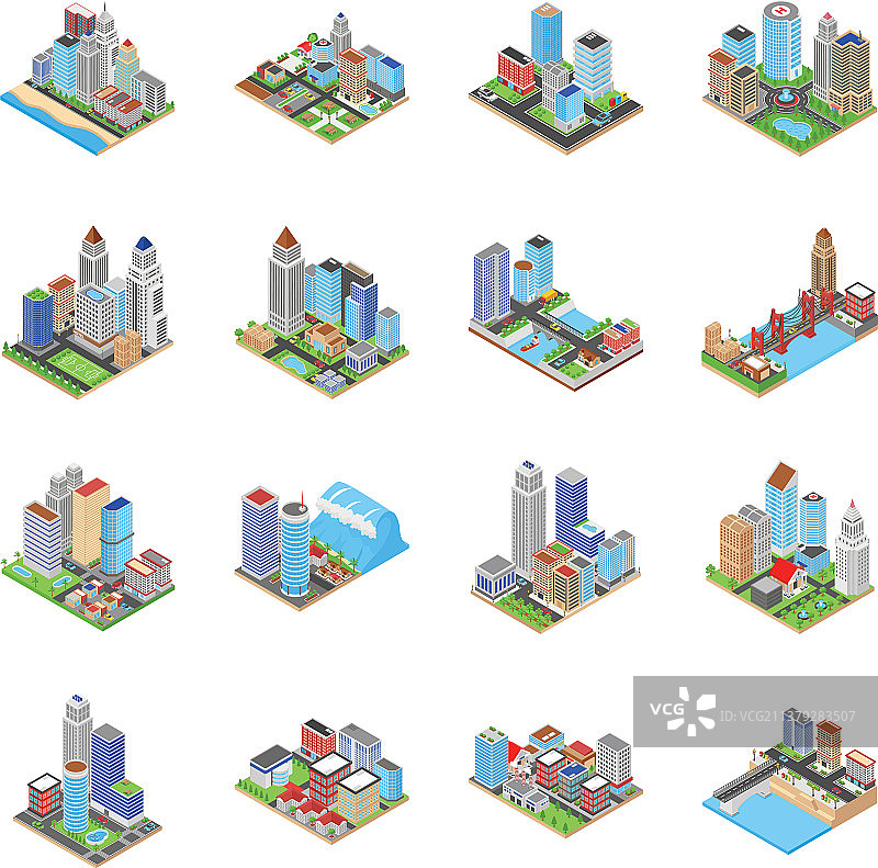2.5D城市建筑图片素材