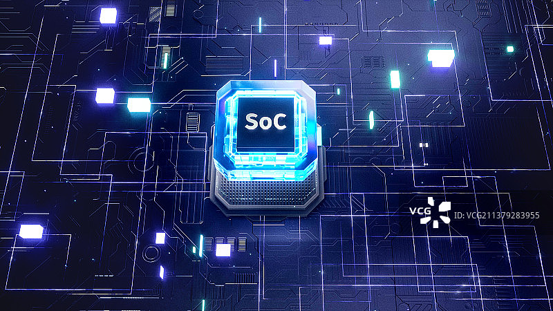 SoC系统级芯片三维渲染图图片素材