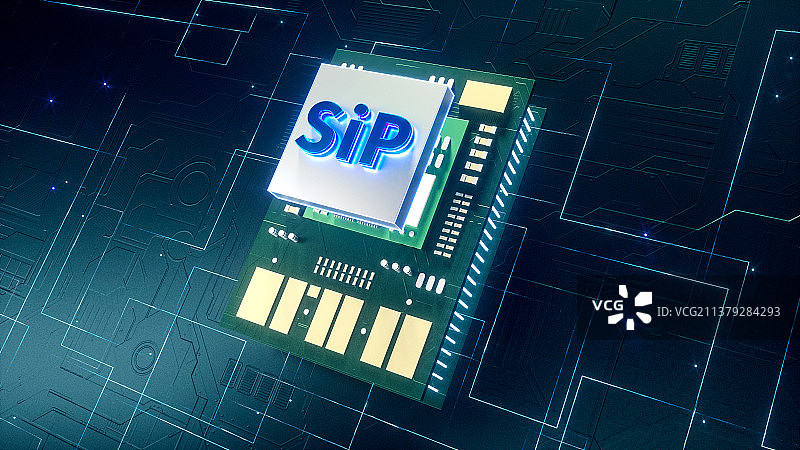 SiP系统级封装芯片三维渲染图图片素材