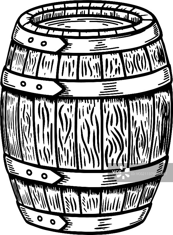 白色背景上的独立木桶设计元素图片素材