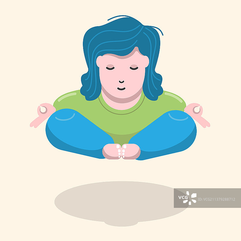 有趣的女人悬浮着坐着冥想图片素材