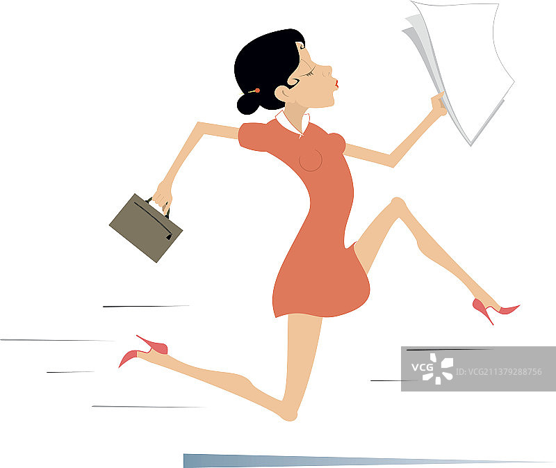 奔跑的女商人（已隔离）图片素材