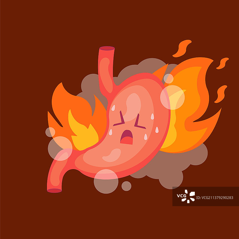 胃部烧心症状，带火焰图片素材