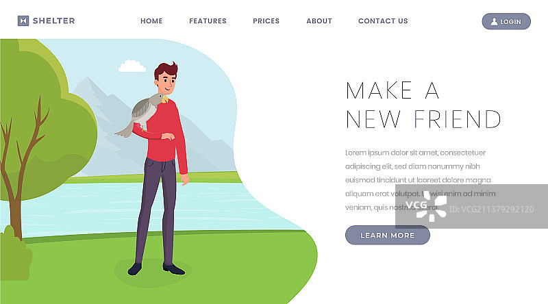 遗弃动物收容所着陆页模板图片素材