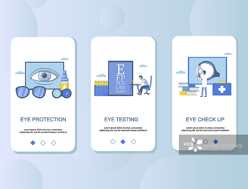 眼科检查手机应用引导页图片素材