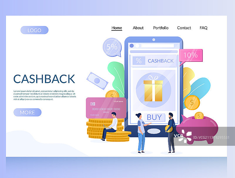 现金返还网站着陆页设计图片素材