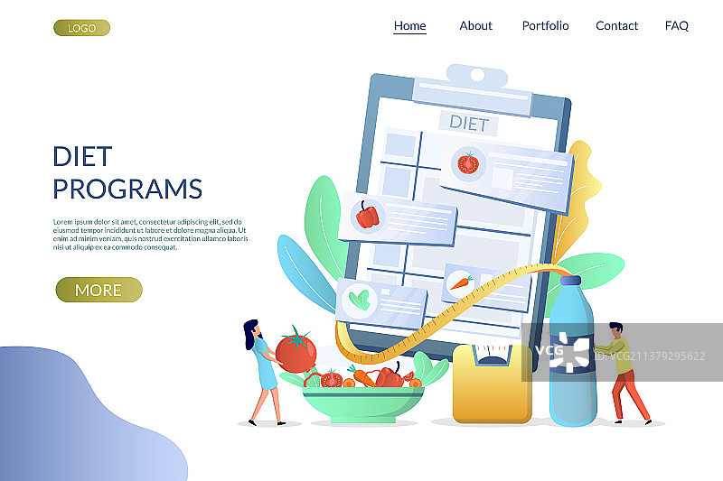 减肥计划网站着陆页设计图片素材