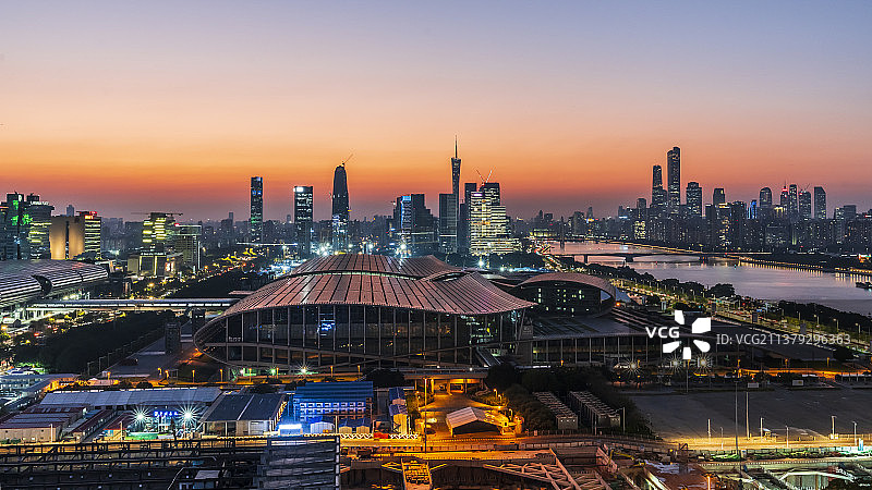 广州琶洲会展中心日落图片素材