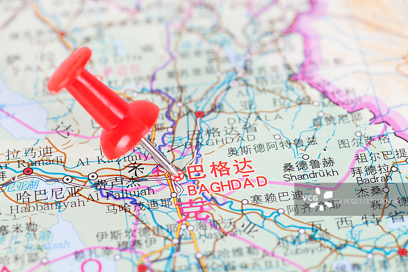 伊拉克首都巴格达地理位置标注图片素材