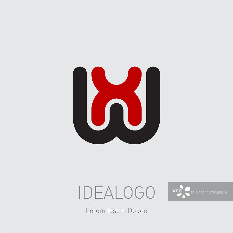 wx或xw-设计元素或首字母图标图片素材