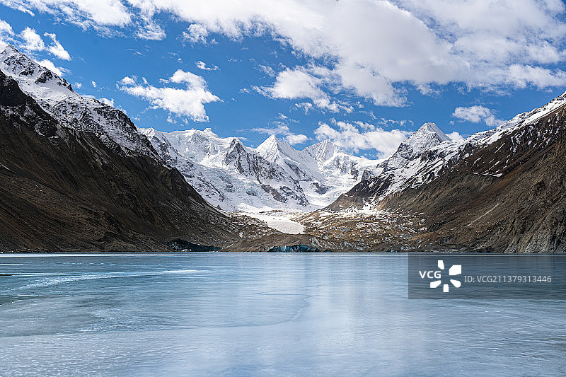 祥格拉冰川湖图片素材