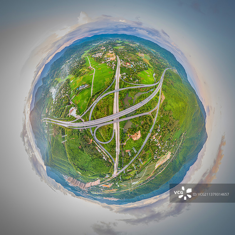 海南省三亚市吉阳区迎宾互通立交桥全景图片素材