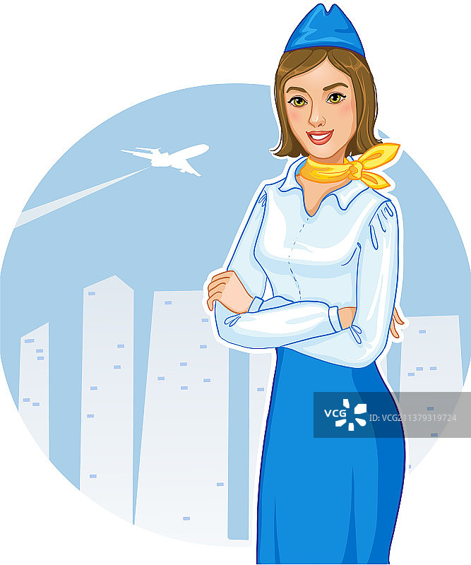 卡通年轻快乐的女服务员图片素材