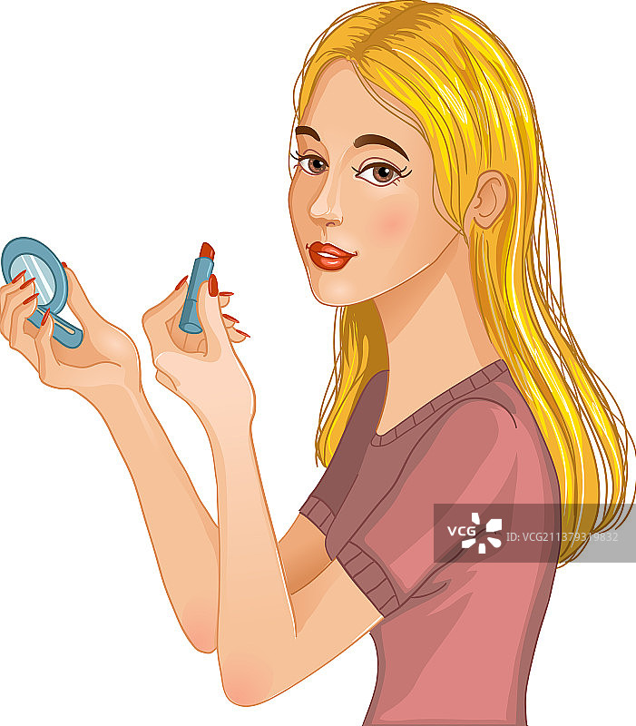 正在化妆的可爱女孩图片素材