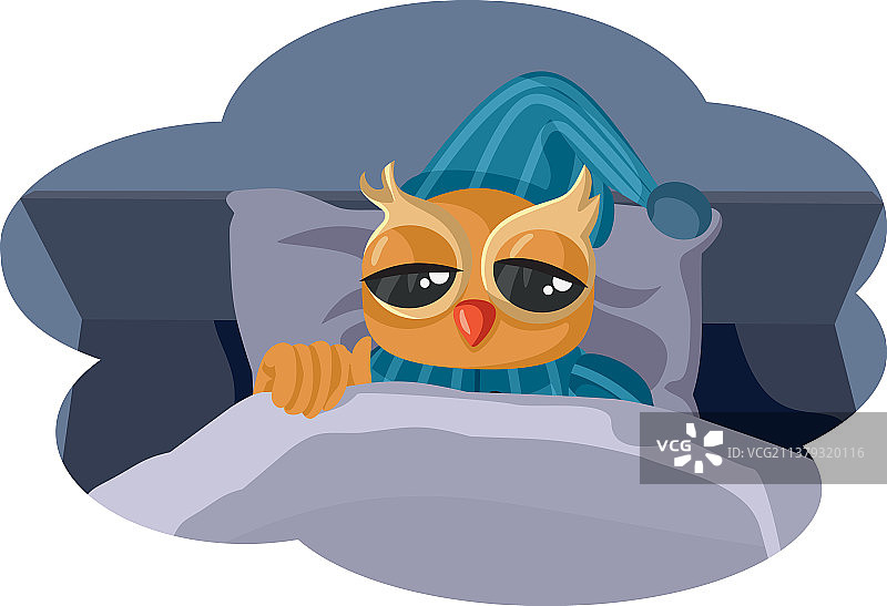 睡不着的夜猫子卡通图片素材