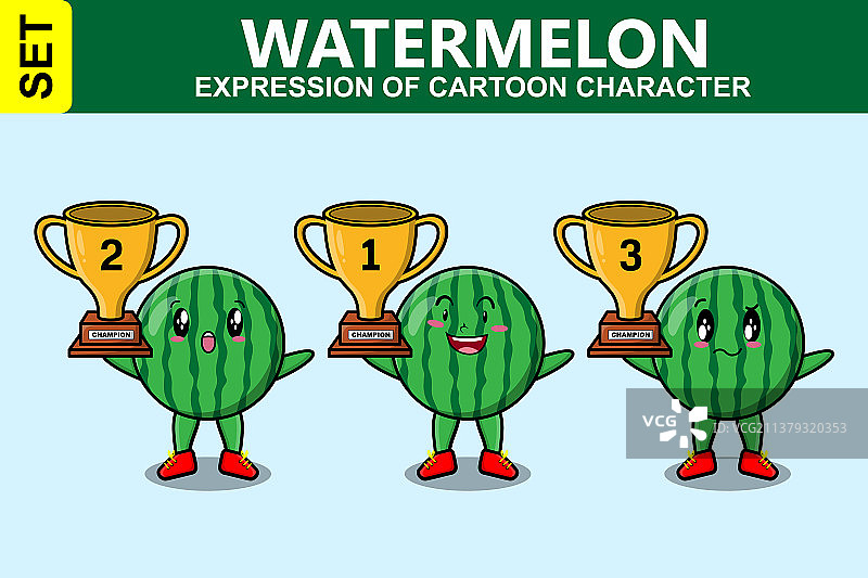 可爱卡通西瓜捧奖杯图片素材
