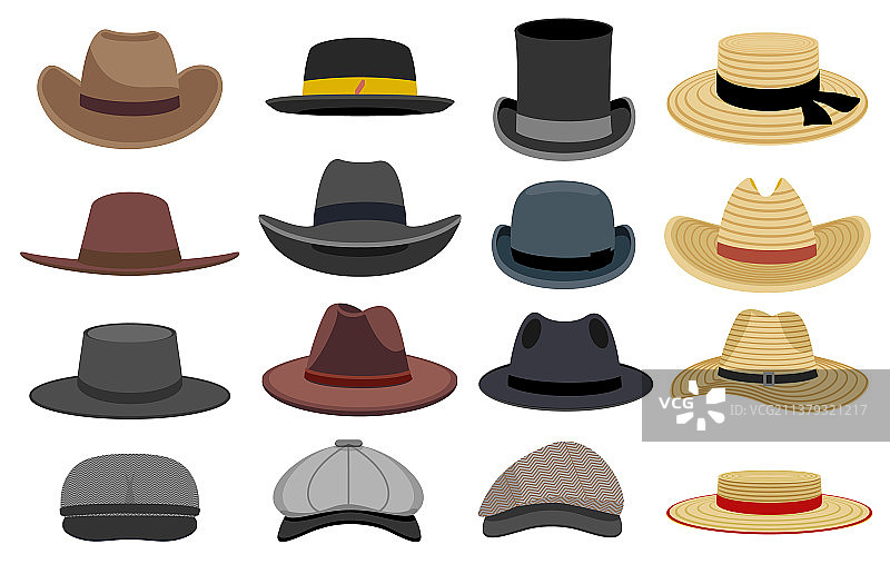 多种时尚复古男士帽子图片素材
