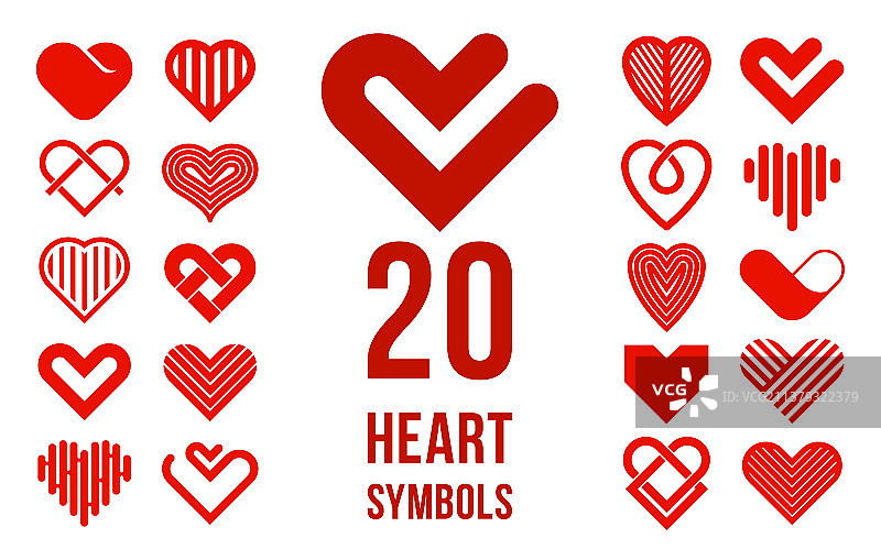 爱心几何线性标识图标或标志图片素材