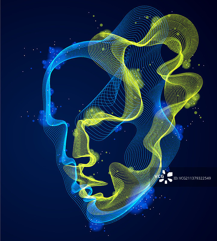 虚线粒子人像抽象图片素材