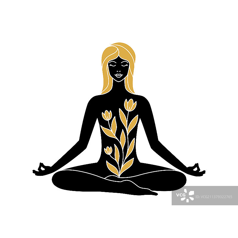 莲花坐姿的女人图片素材