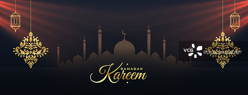 装饰金色斋月开斋节banner图片素材