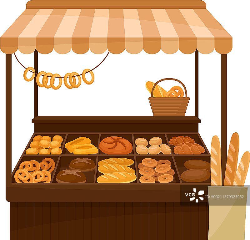 出售面包烘焙产品的市场帐篷图片素材