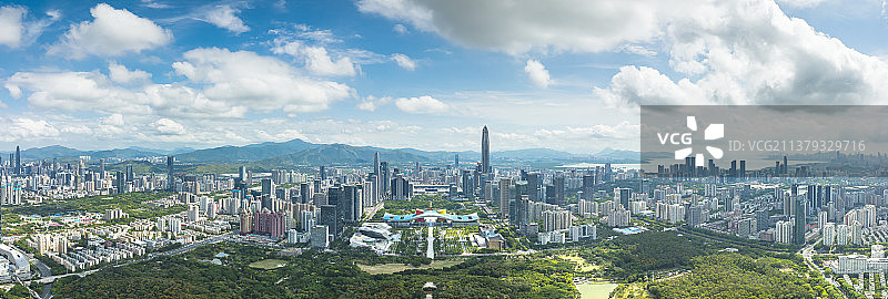 广东省深圳市福田区CBD全景图白昼风光图片素材