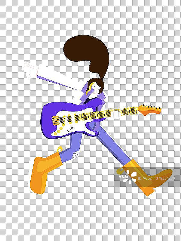 弹吉他的女性扁平风插画元素图片素材