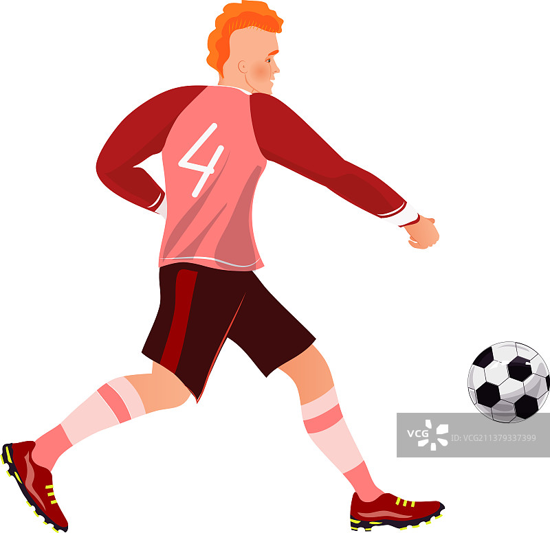 红发时尚足球运动员运球图片素材