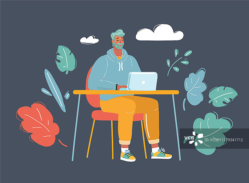 工作的年轻络腮胡商人图片素材