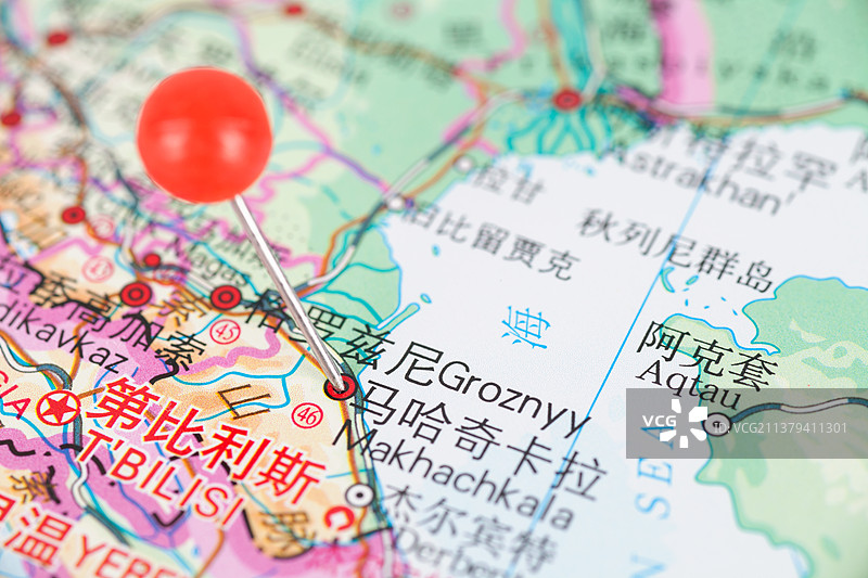 俄罗斯城市马哈奇卡拉在地图上的位置标注图片素材
