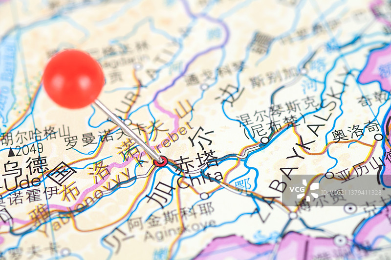 俄罗斯城市赤塔在地图上的位置标注图片素材