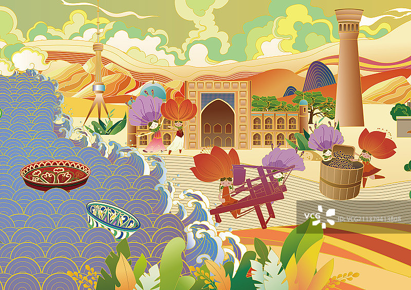 “一带一路”绘本图片素材