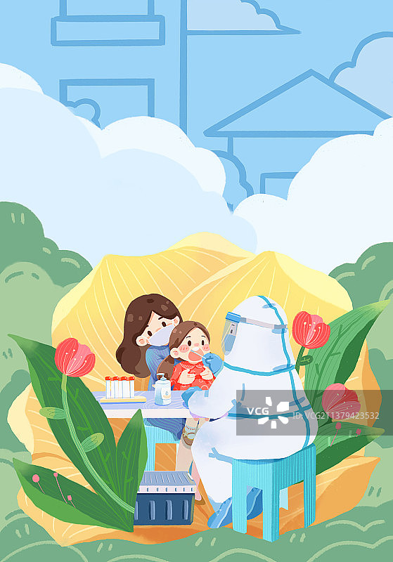 插画测核酸的人图片素材